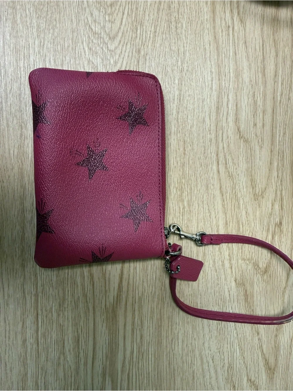 Coach Pink Leather Star Print Wristlet Wallet Clutch Y2K